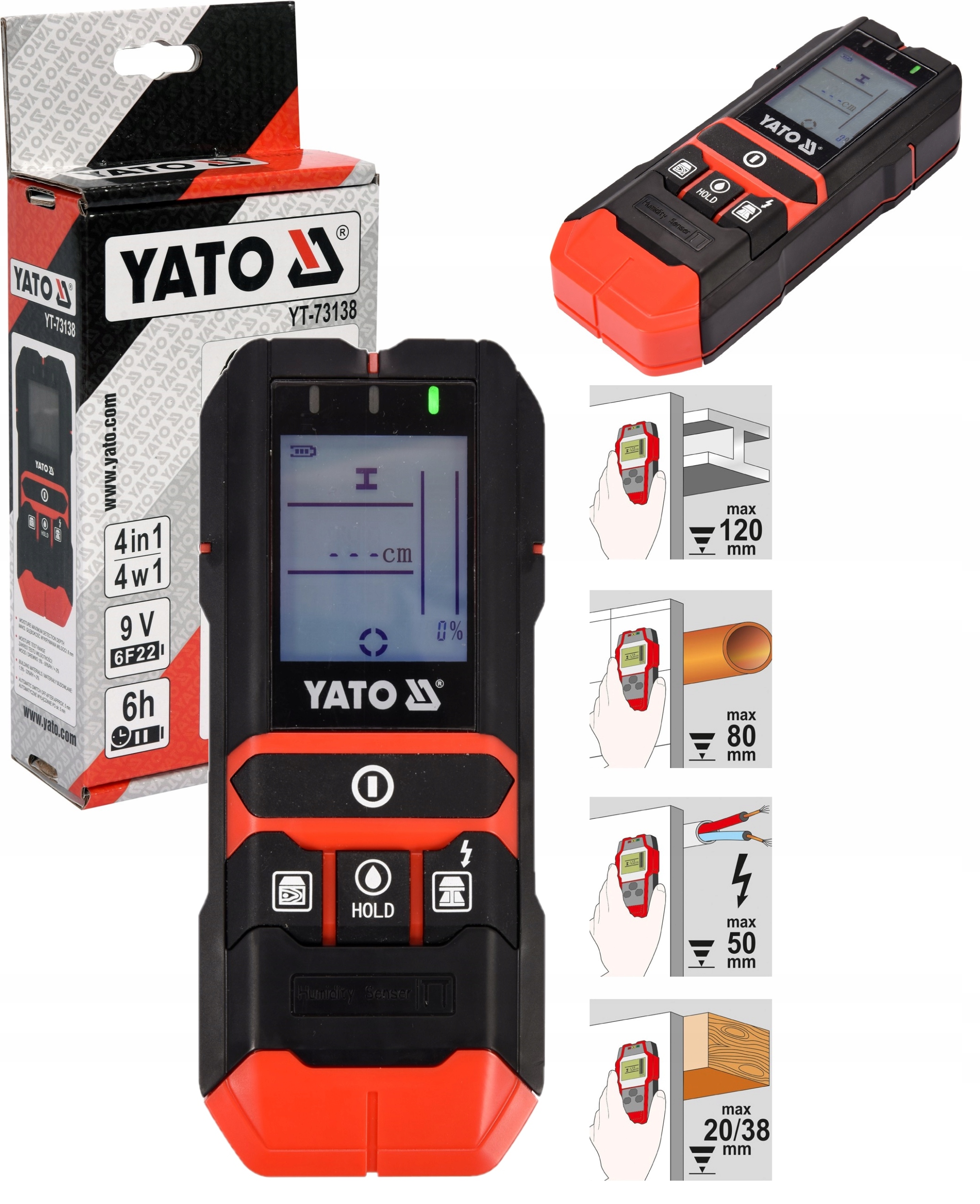 Detektor Kabelů Pod Napětím, Vlhkoměr Vlhkosti YT-73138