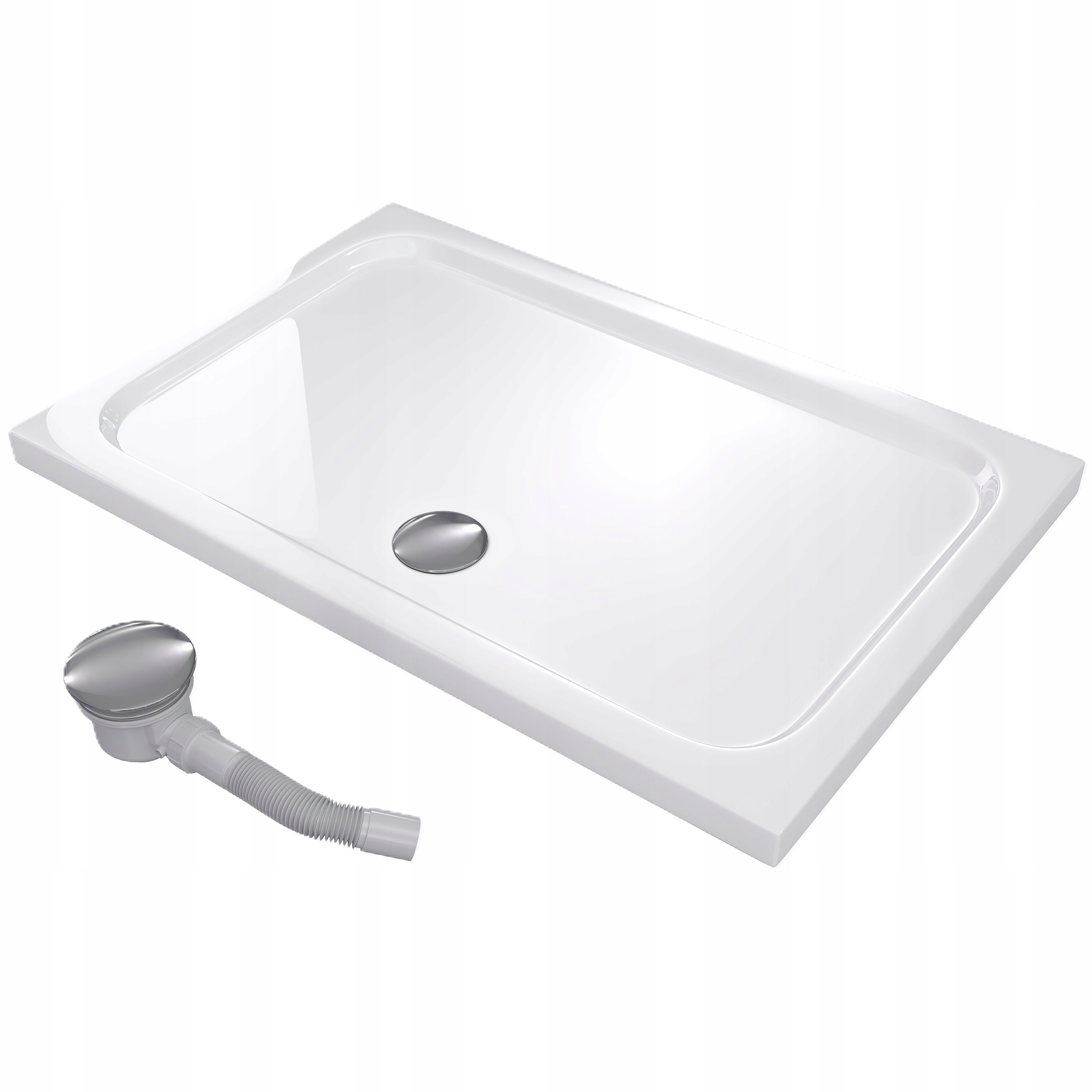 Sprchová Vanička Obdélníková 140x90 Slim Nízká 5 CM Bílá Sifonová