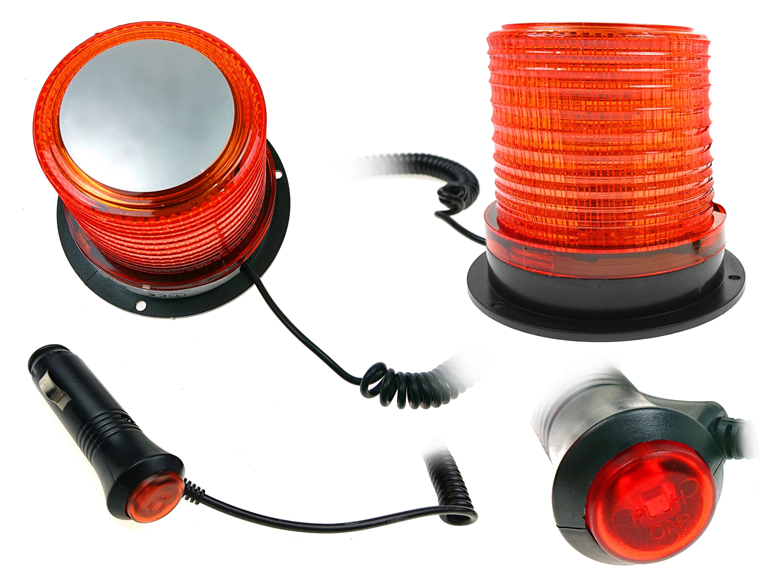 

Lampa Migająca Na Dach Magnes Pomarańczowa 12V 24V