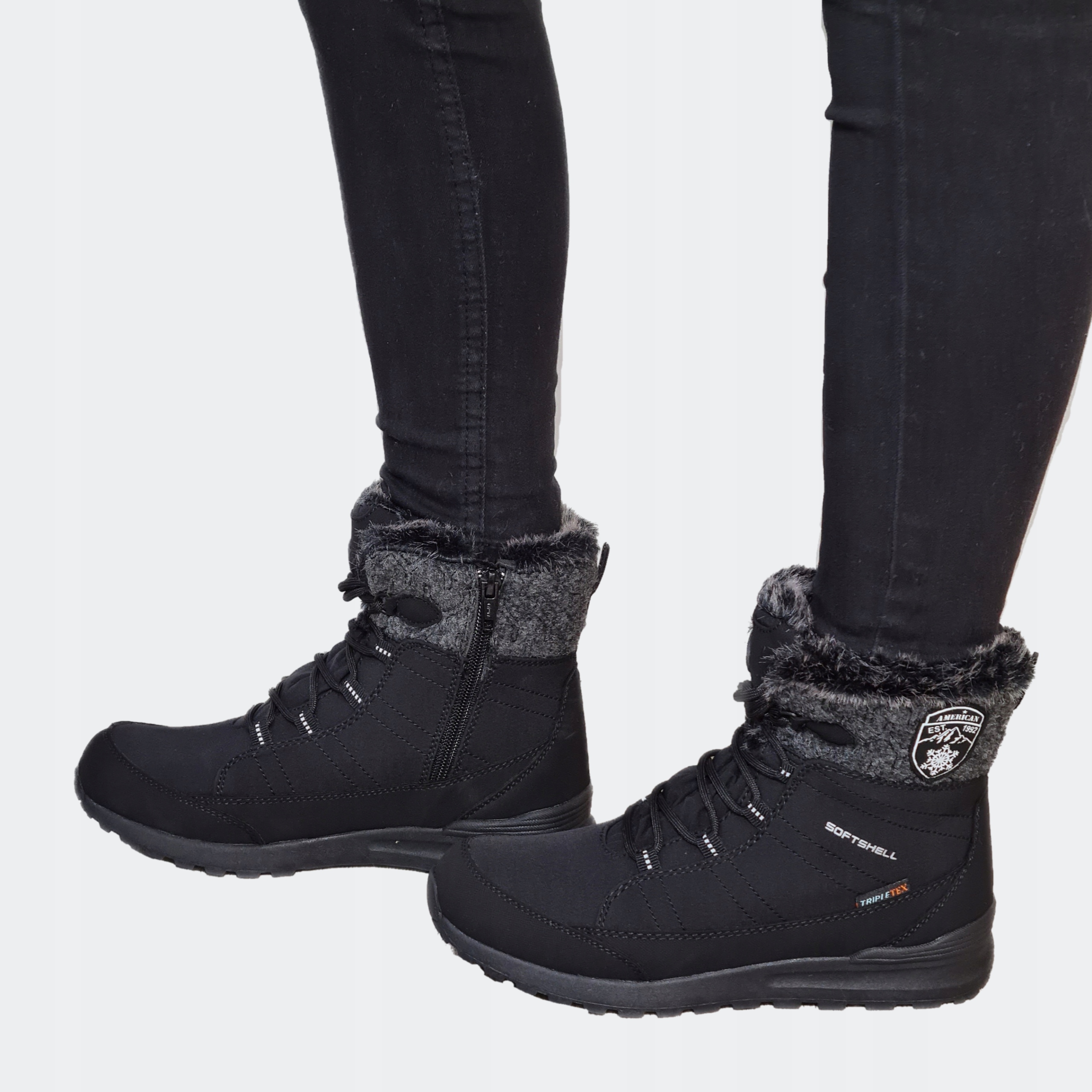 Śniegowce American Botki Trapery Ciepłe Czarne 36 Marka American Club