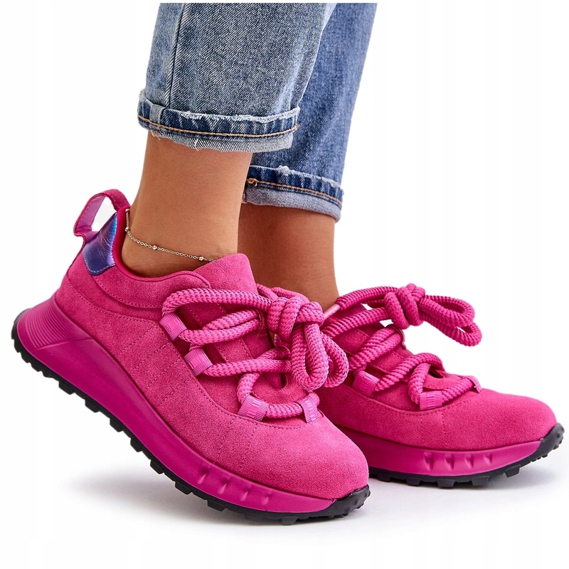 Dámské Semišové Tenisky S Tlustým Šněrováním Artiker 54C1461 Fuchsiová 37
