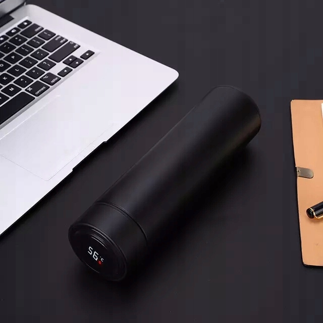 KUBEK TERMICZNY TERMOS NA KAWE HERBATE SMART BIDON LED TEMPERATURA Kolor dominujący czarny