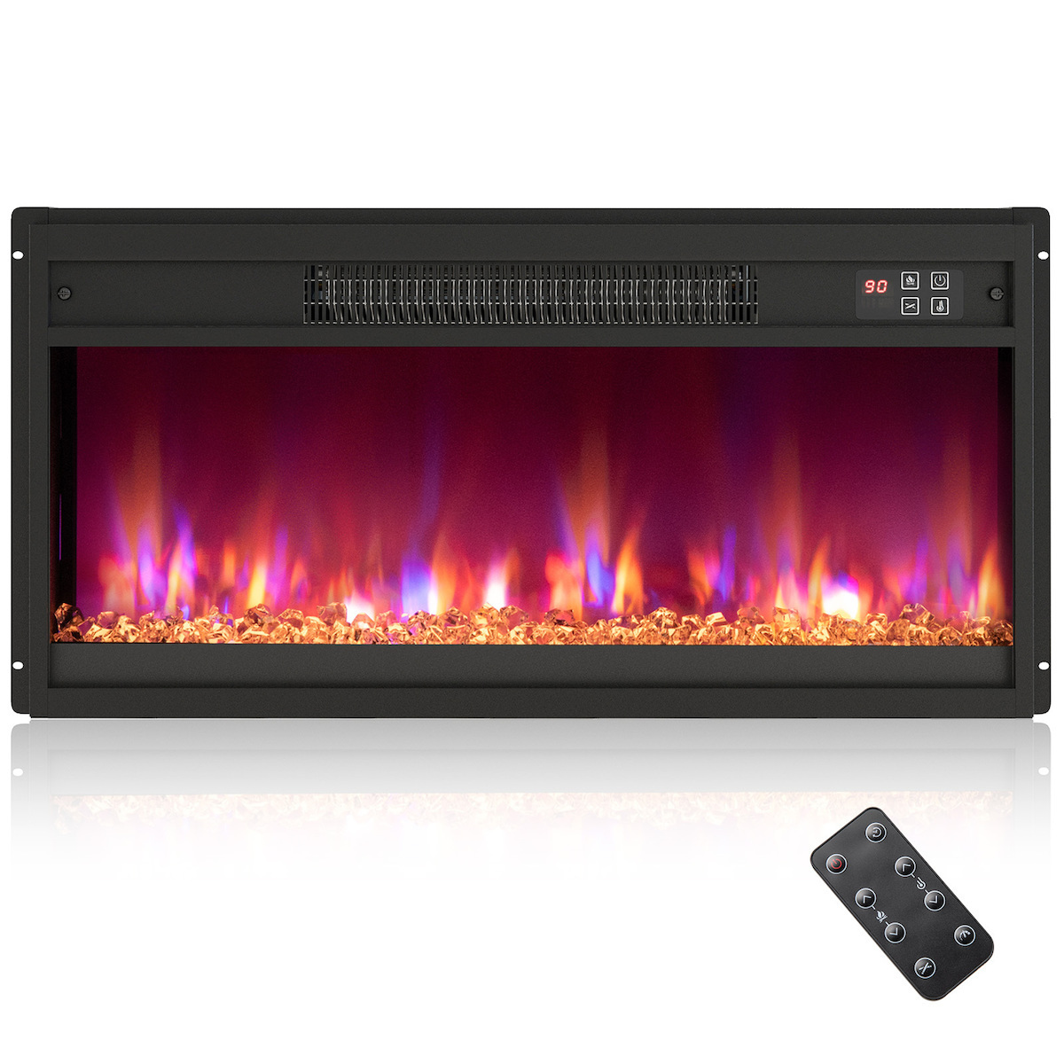 Elektrický Nástenný Krb 1500 V Čiernom Zabudovanom Termostate