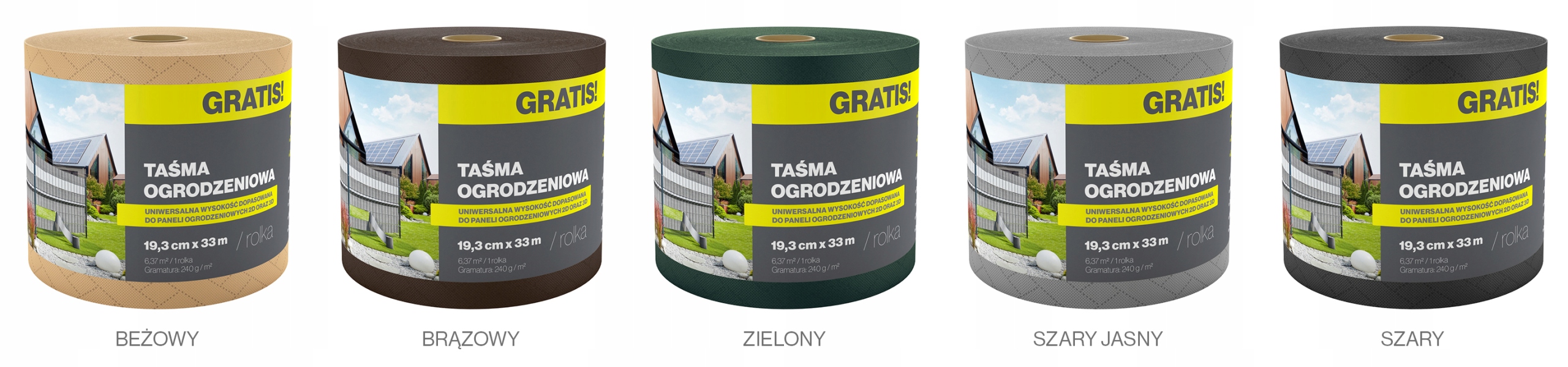 TAŚMA OGRODZENIOWA PŁOT OGRODZENIE 19,3cmx33m LUX Szerokość elementu 19.3 cm