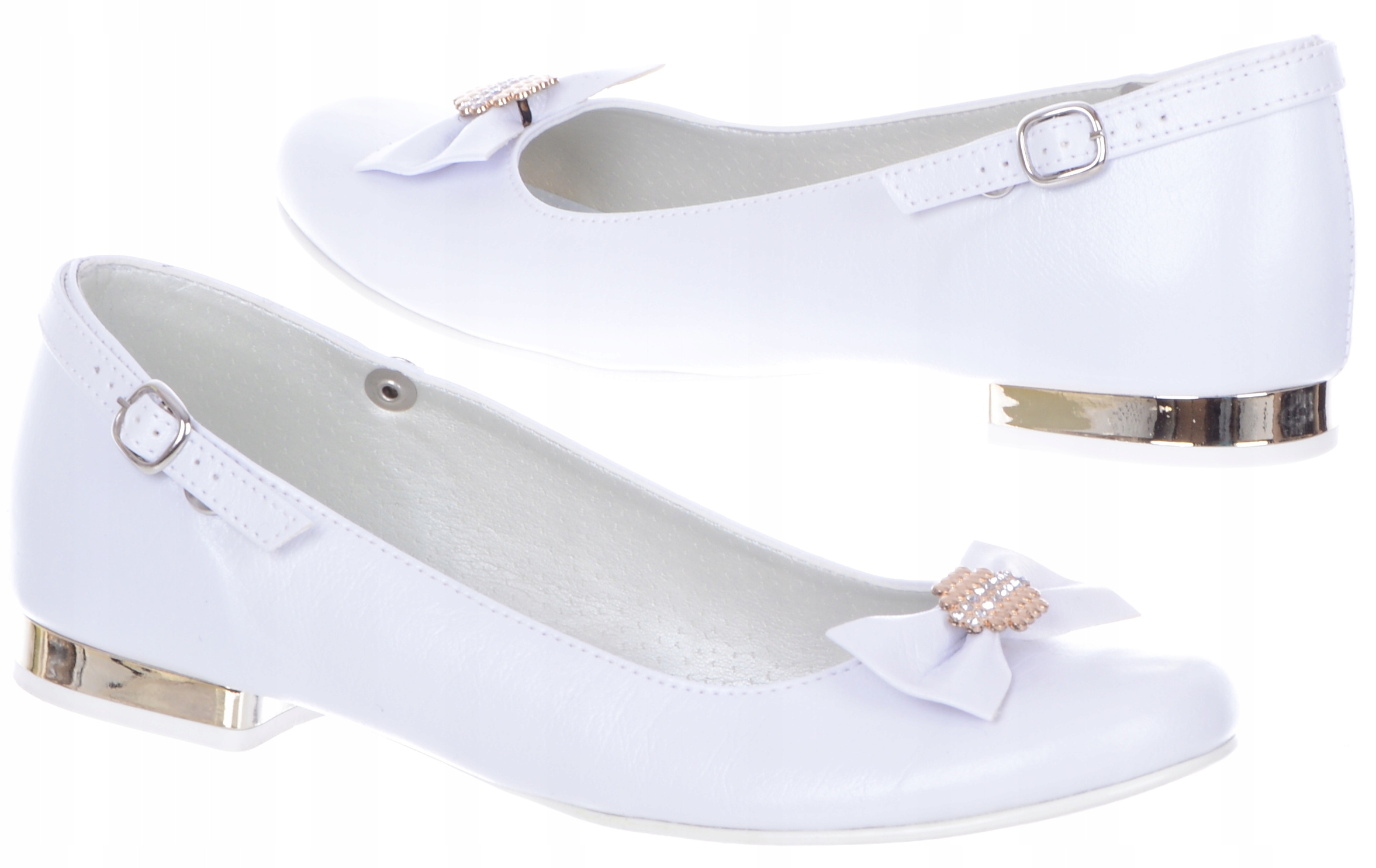 Buty komunijne dla dziewczynki baleriny białe 38