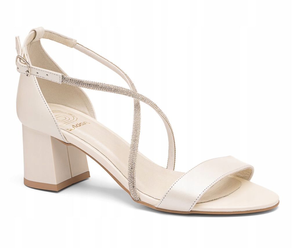 Ekru Perlové Kožené Sandály Retro Zirkony Butdam 35