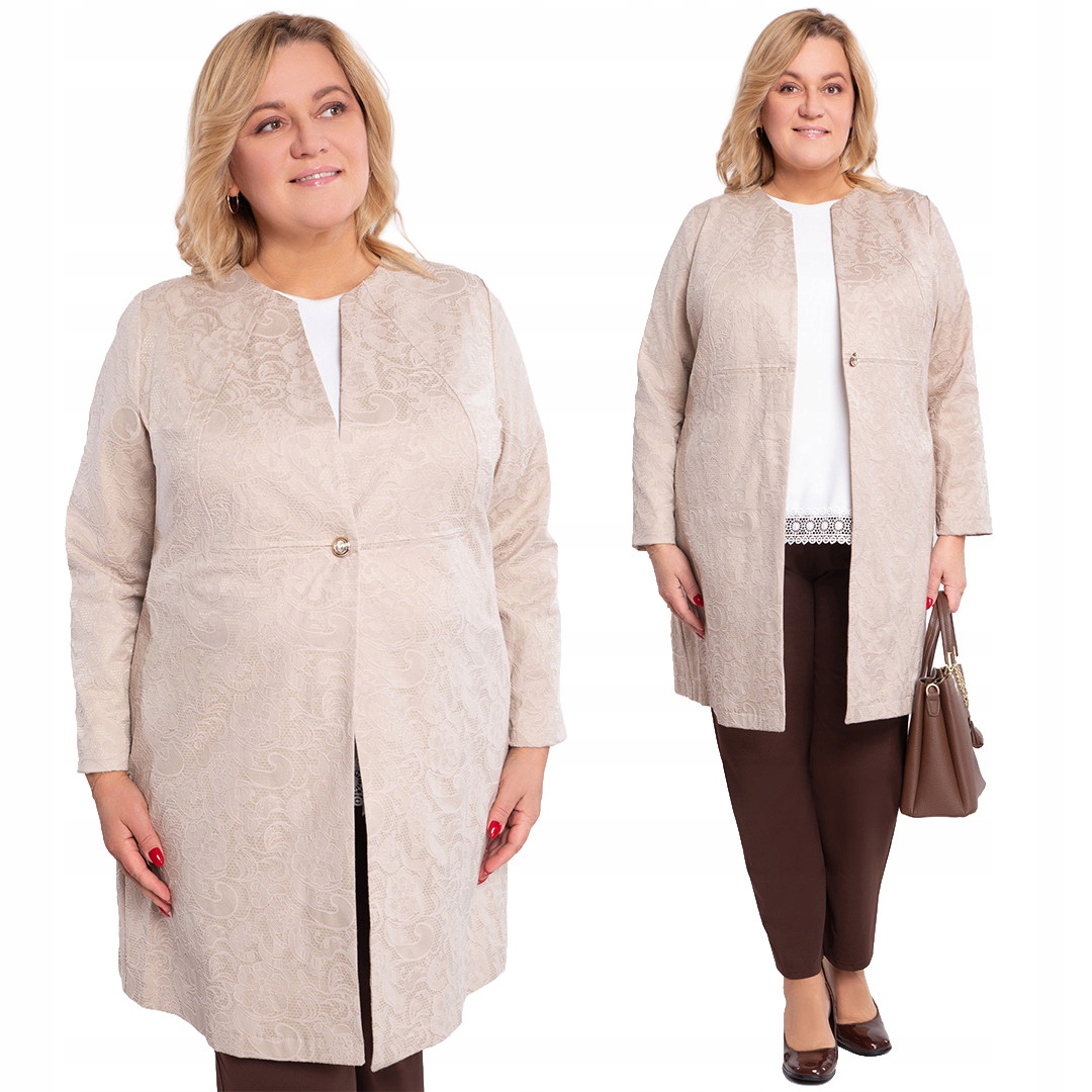 Béžový kabátek s vyšívaným vzorem 64