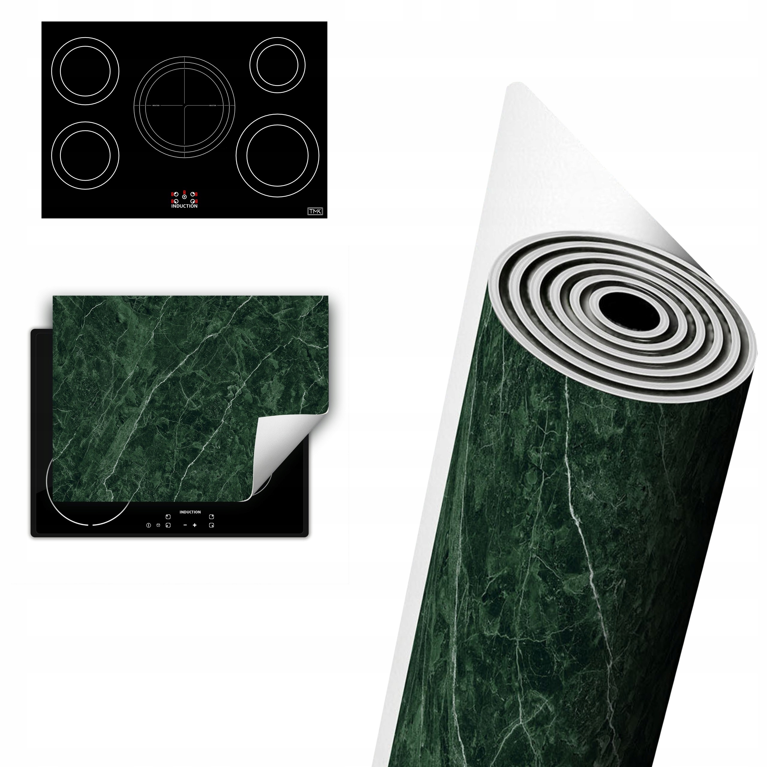 Vinylová Ochrana Na Indukci Deska 80x52 zelená mramor