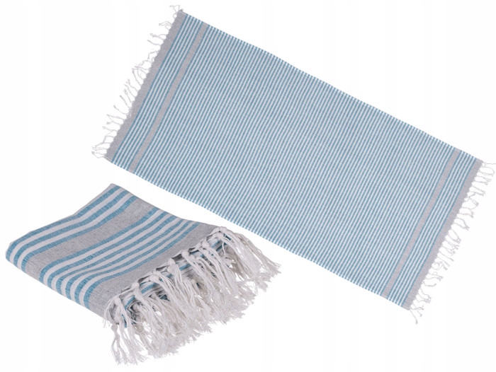 

Ręcznik typu turecki Hammam Błękitne Paski 80x170