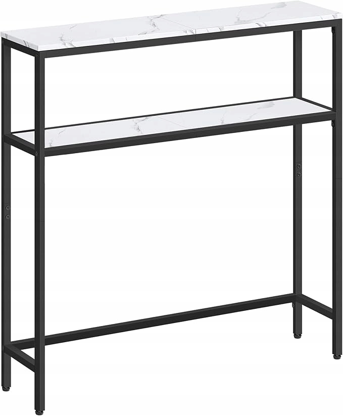 Konzolový Stolek Úzká 80x20x80 cm do předsíně obývacího pokoje Bílý mramor Konferenční stolek