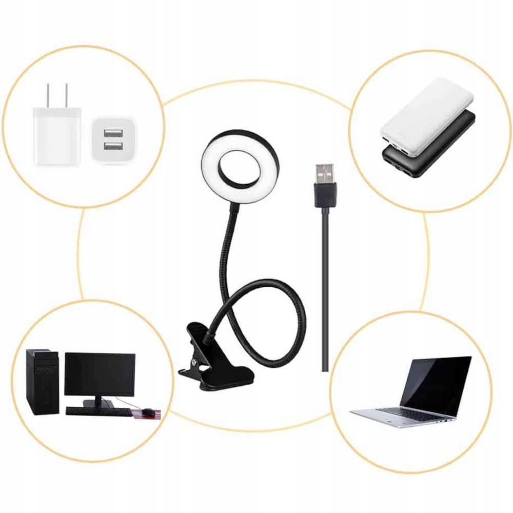 LAMPA LAMPKA LED ELASTYCZNA PIERŚCIENIOWA BIURKOWA KLIPS na biurko szkolna Rodzaj gwintu zintegrowane źródło LED