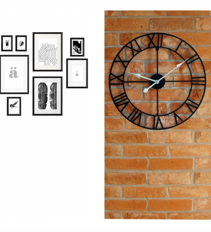 Metalowy zegar ścienny VINTAGE CICHY LOFT 58 cm Marka inna