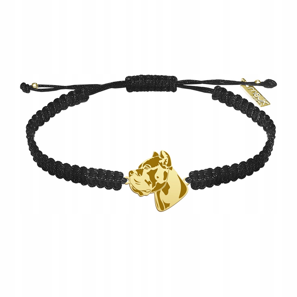 Zlatý náramek se psem Cane Corso 925 Šperky Dárek Makramé Gravírování