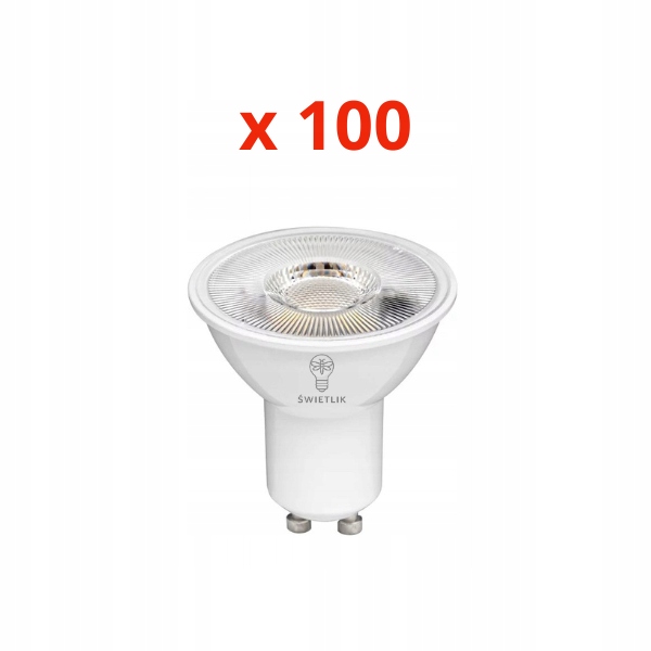 Zestaw 100 sztuk Żarówek Led GU10 9W Barwa Biała Neutralna