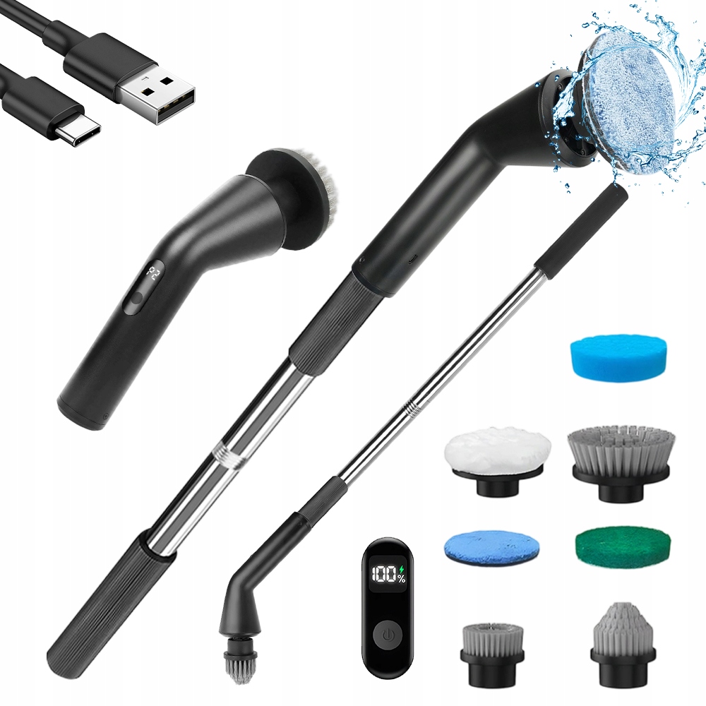 Multifunkční Čisticí Kartáč IPX7, Voděodolný, Černý