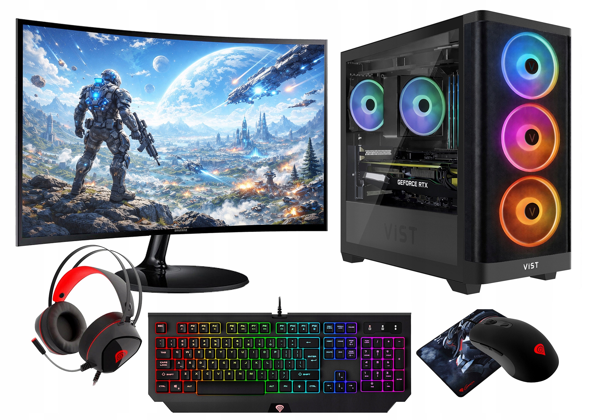 Vist Kit Rgb Ryzen 5 3600 Rx 7600 64GB Ssd 1TB Wifi W11 LCD 24''