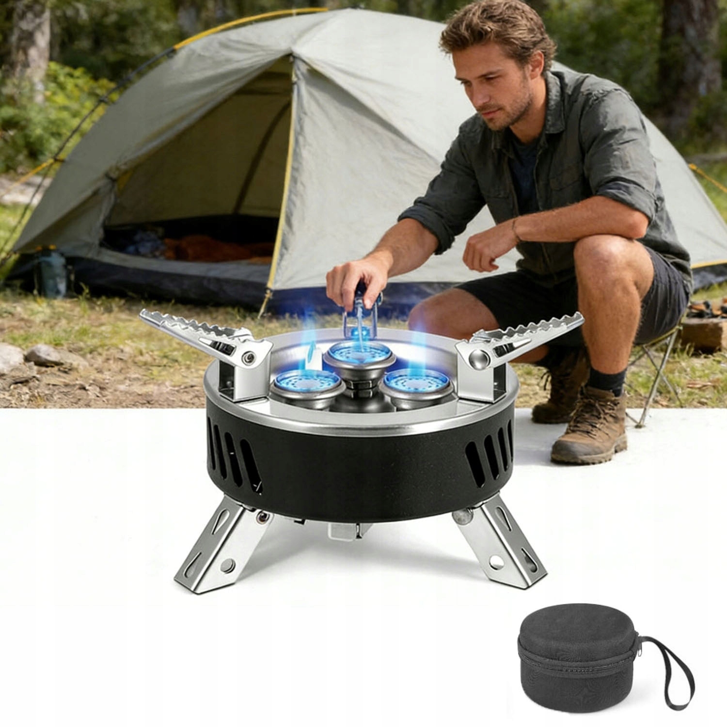 Turistický plynový vařič na kartuše 8000 W Výkon 2x jako domácí pro 3-5 osob