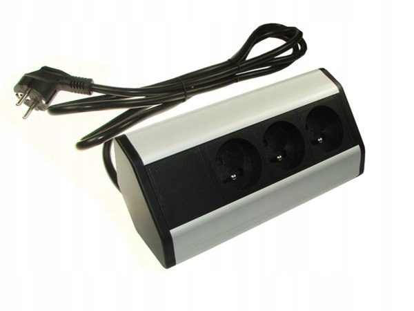 Zásuvková lišta Cabe rohová, 3 zásuvky, napájení