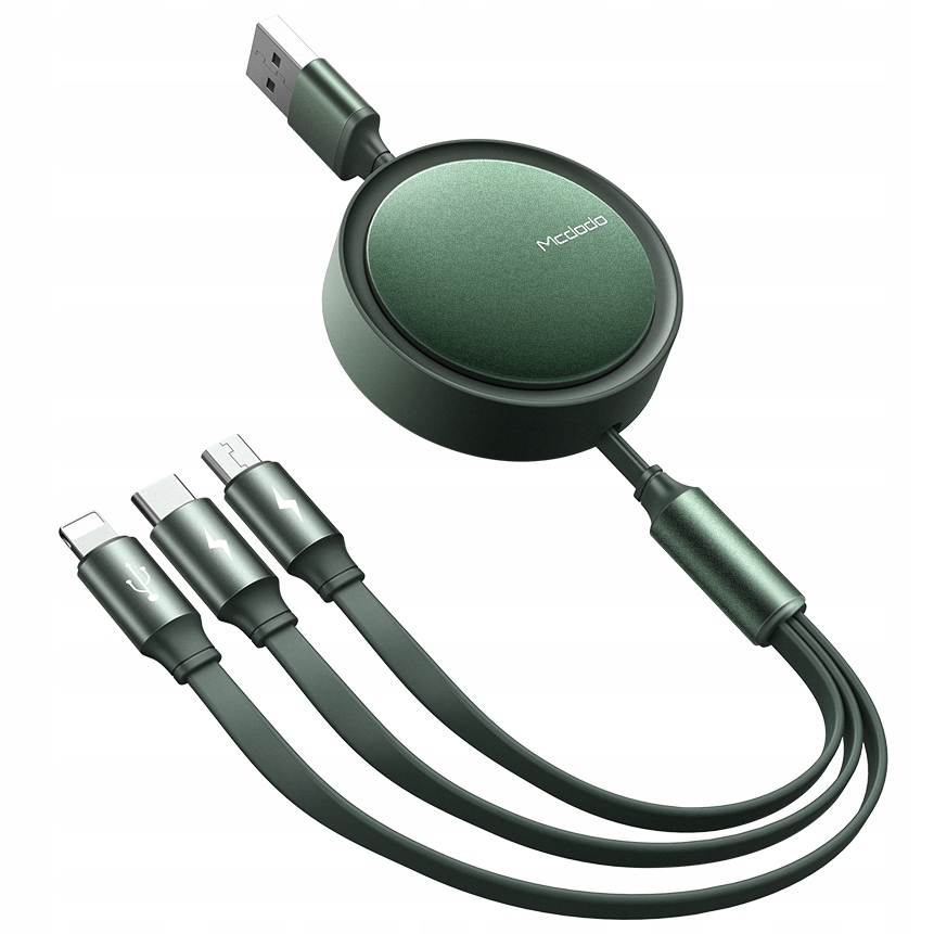 

Mcdodo kabel 3w1 Zwijany do iPhone micro Usb typ C