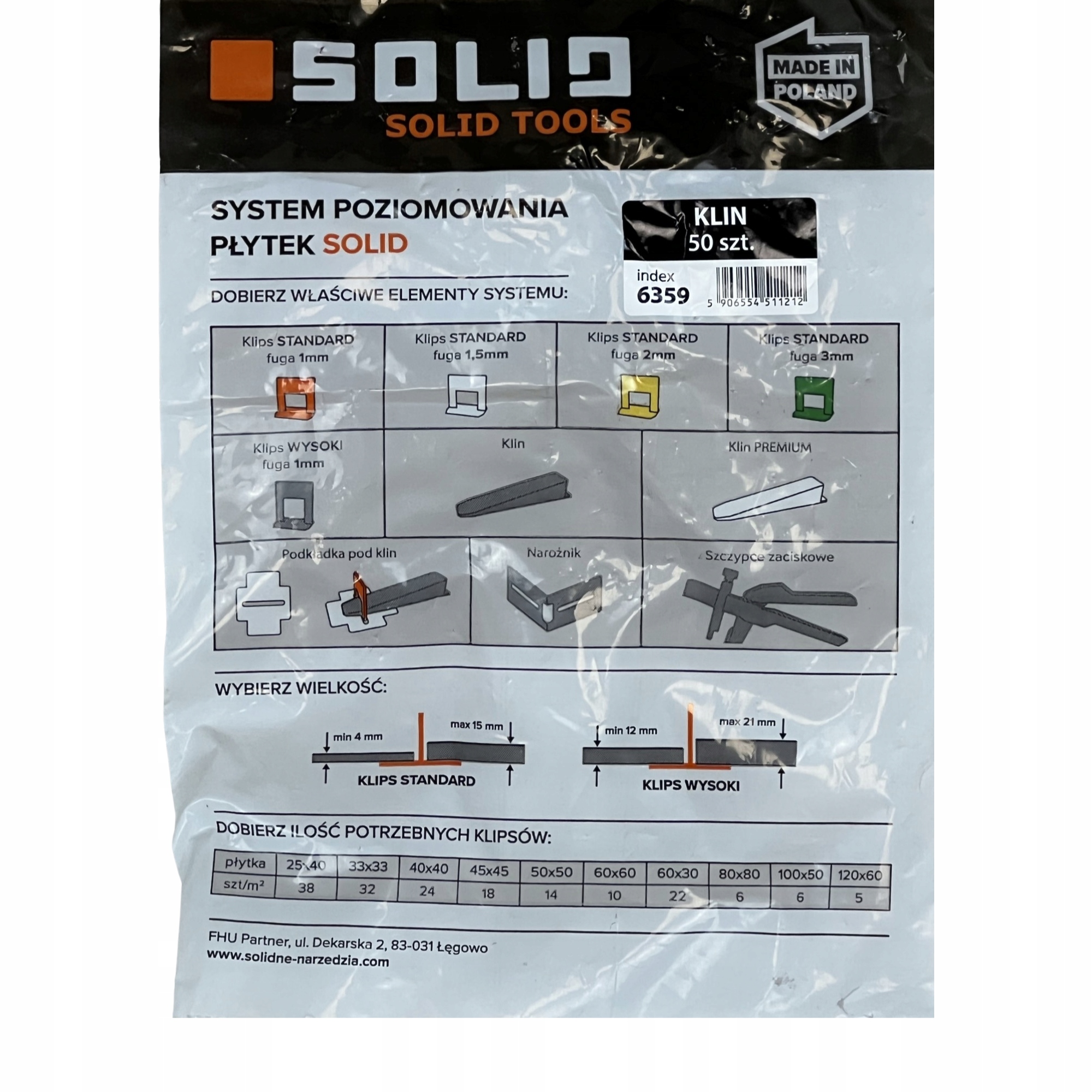 SYSTEM POZIOMOWANIA PŁYTEK SOLID KLIPSY 1mm 440szt Kod producenta 6470