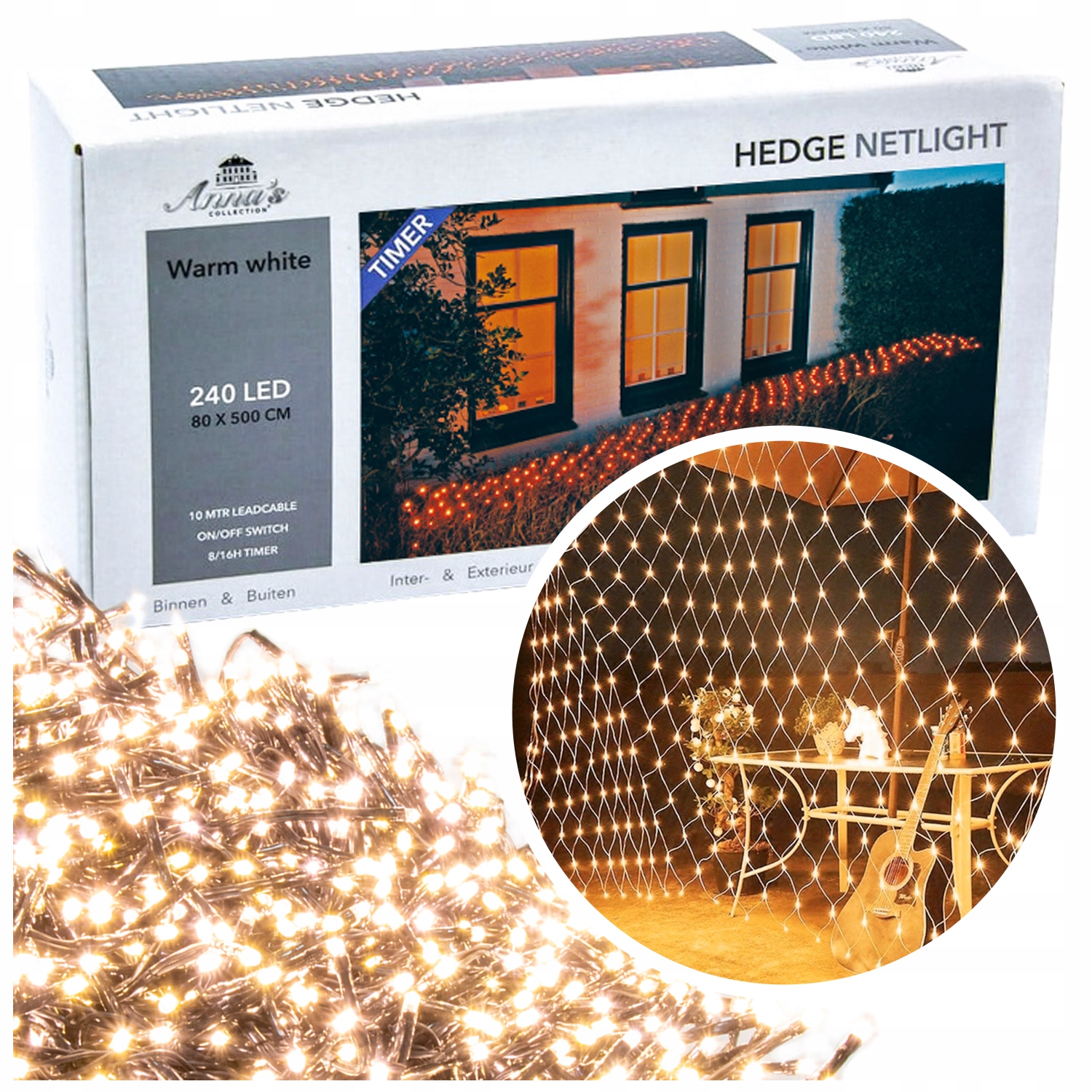 

Siatka Świetlna Lampki Choinkowe Kurtyna 5x0,8 Led