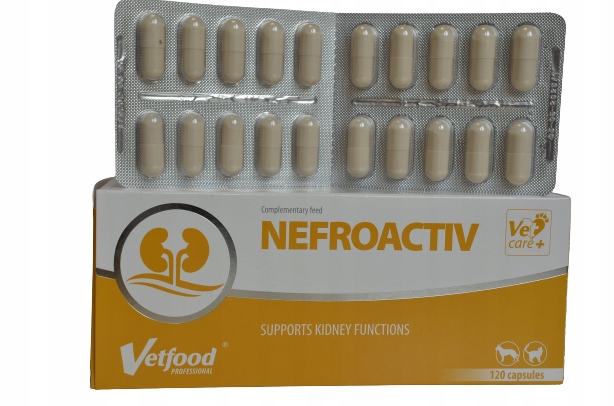 VetFood NefroActiv 120 kapsułek otwieranych wspiera nerki kota i psa