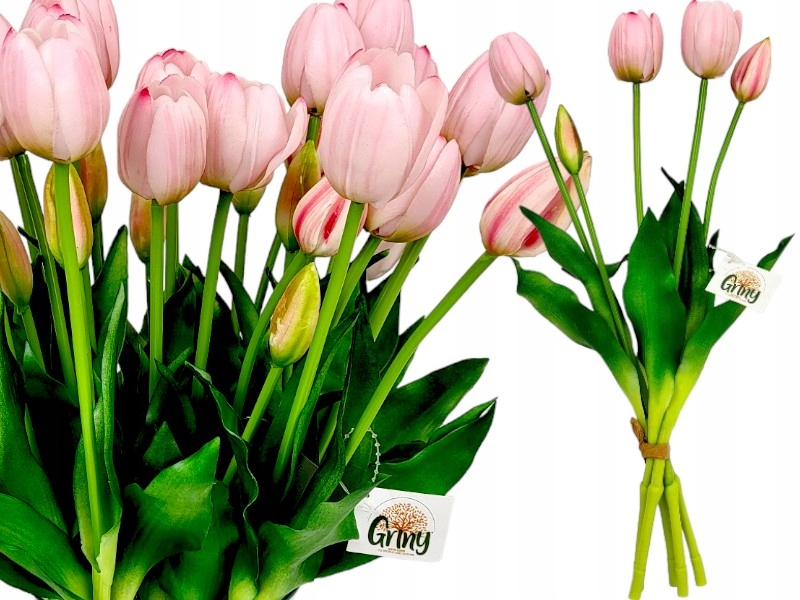 Tulipány Silikónové Pogumované ako Živé Premium Tulipán 40 cm 5 kusov - púder