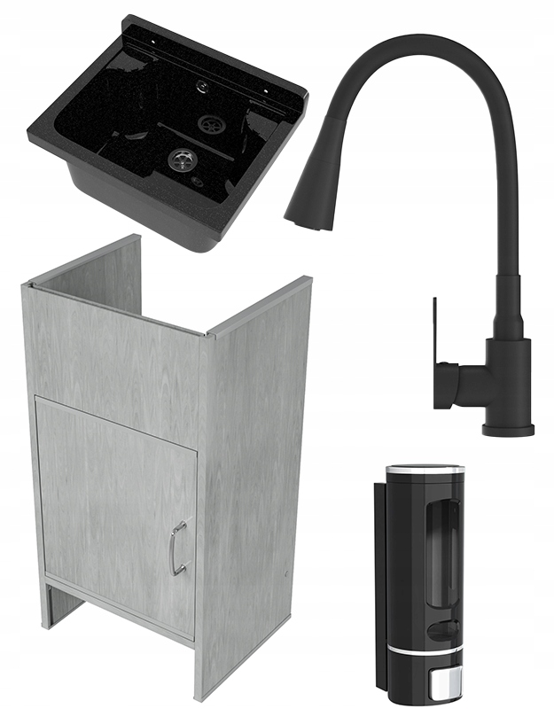 Technický dřez technický dřez černá nádrž Loma skříňka Pvc baterie dávkovač