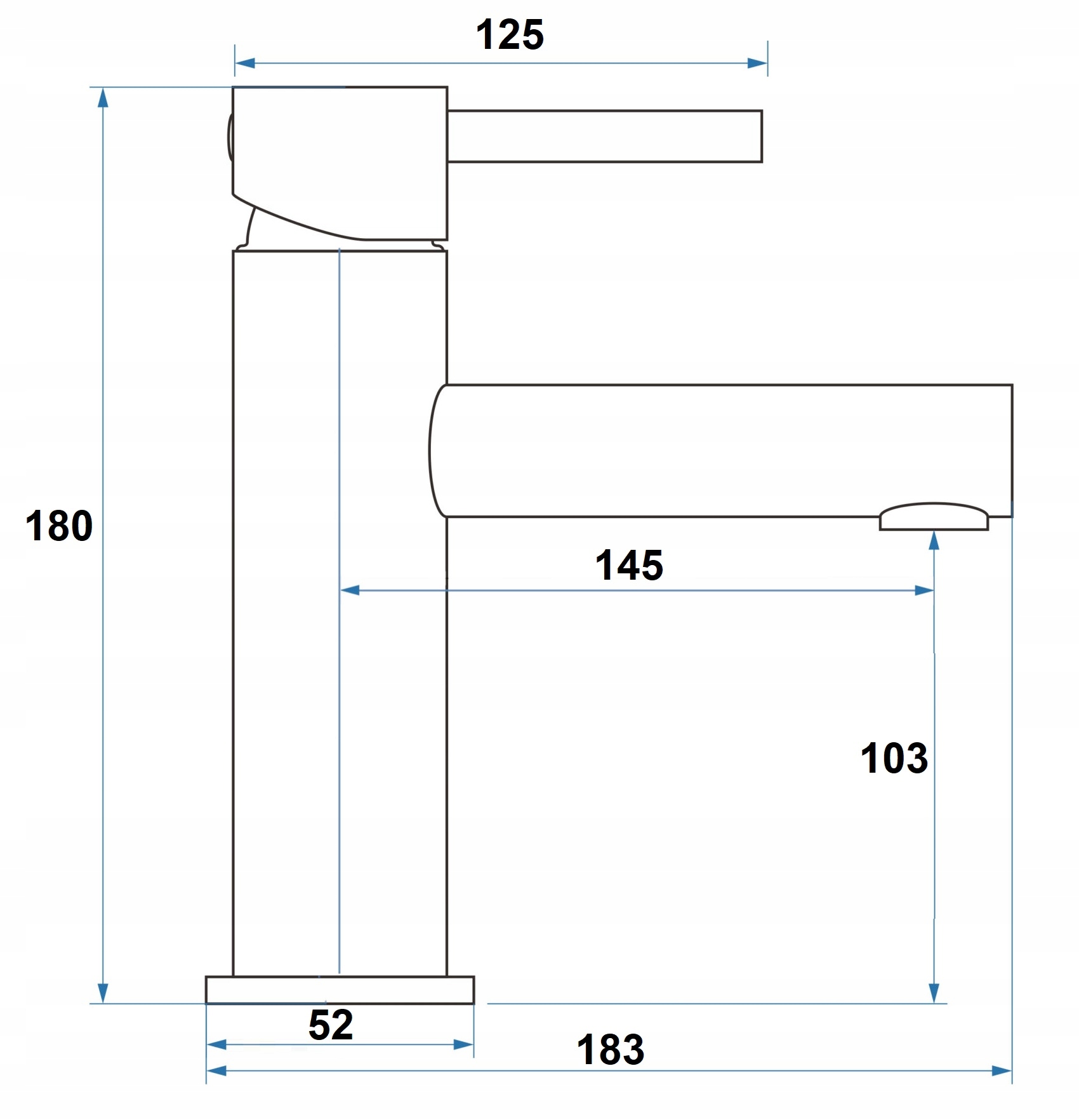 Bateria umywalkowa CUBIC LOFT długa wylewka ZŁOTA Marka Reihe