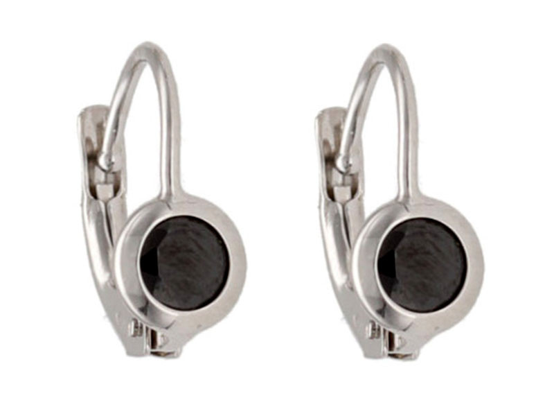 Náušnice z bílého zlata 585 s černým očkem 1,36 g, černé zirkony