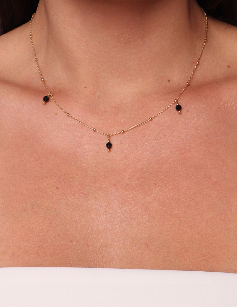 Řetízek pozlacený černým turmalínem – ochrana