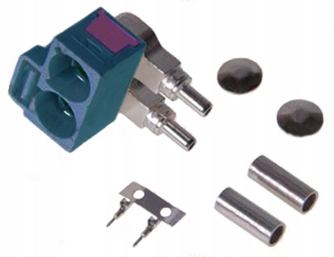 ZŁĄCZE ANTENOWE KĄTOWE 90° PODWÓJNE FAKRA GPS