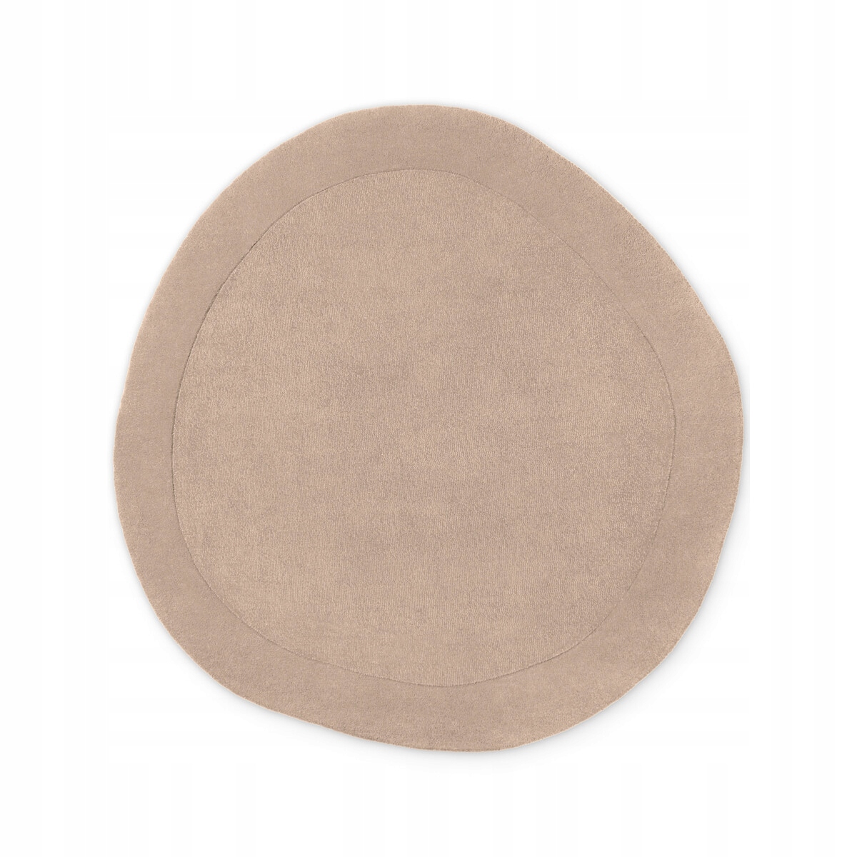 Koberec vlněný kulatý 160 cm, ručně tkaný, béžový s měkkým vlasem