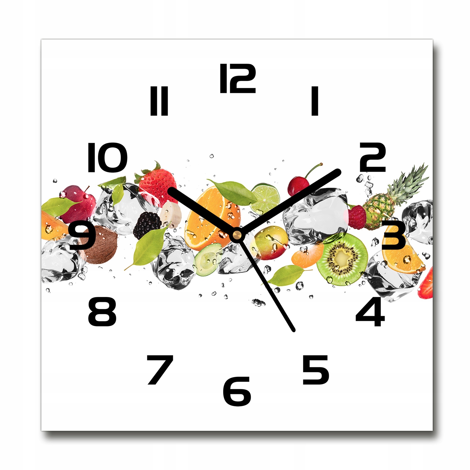 

Cichy szklany zegar na ścianę Owoce i woda 30x30cm