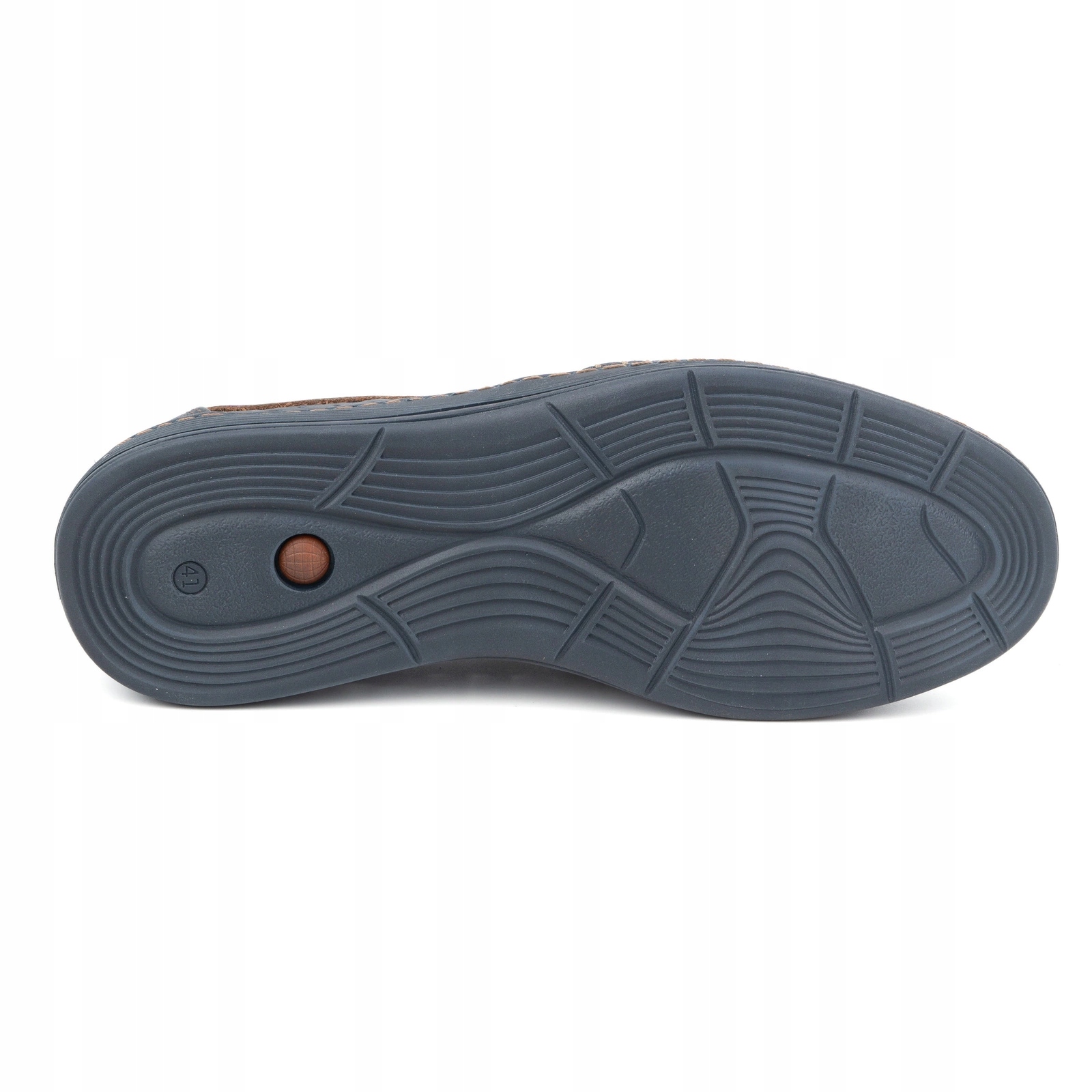 Mokasyny męskie skórzane ażurowe na lato POLSKIE 590MP granat 46 Rozmiar 46