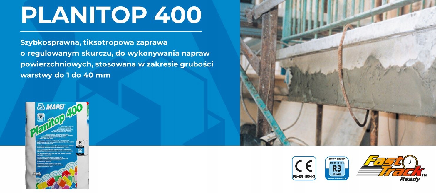 Zaprawa szybkowiążąca PLANITOP400 25kg MAPEI 10min Stan opakowania oryginalne