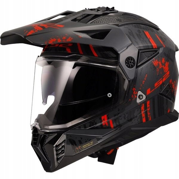 LS2 MX702 Pioneer II Crazy Matt Black Red enduro cross off-road prilba 3XL