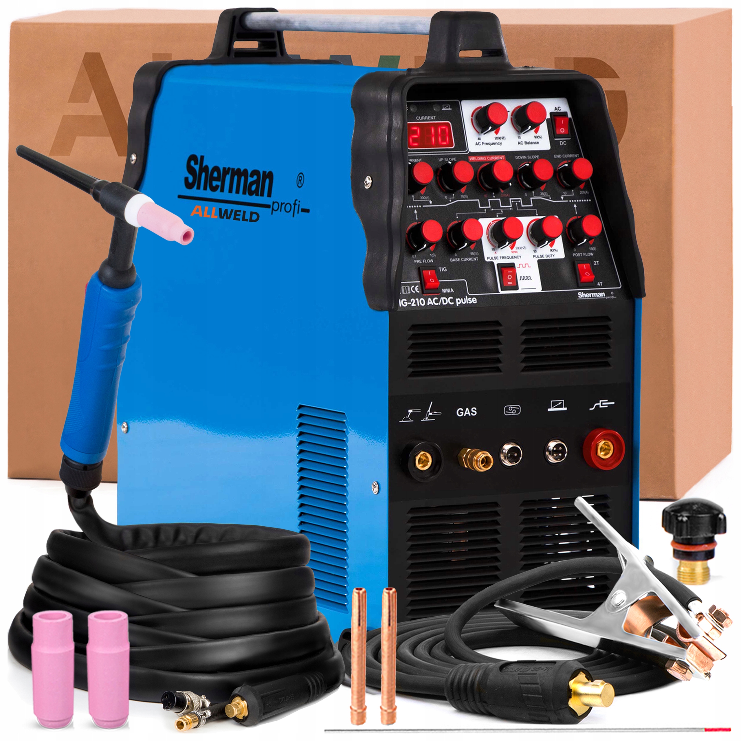 Invertorová Svářečka Sherman Tig 210 Ac/dc Pulse 230V 200A Hf Mma Igbt