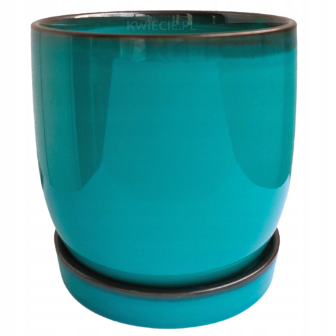 

Doniczka Ceramiczna z podstawką turkusowa Ø 12 cm