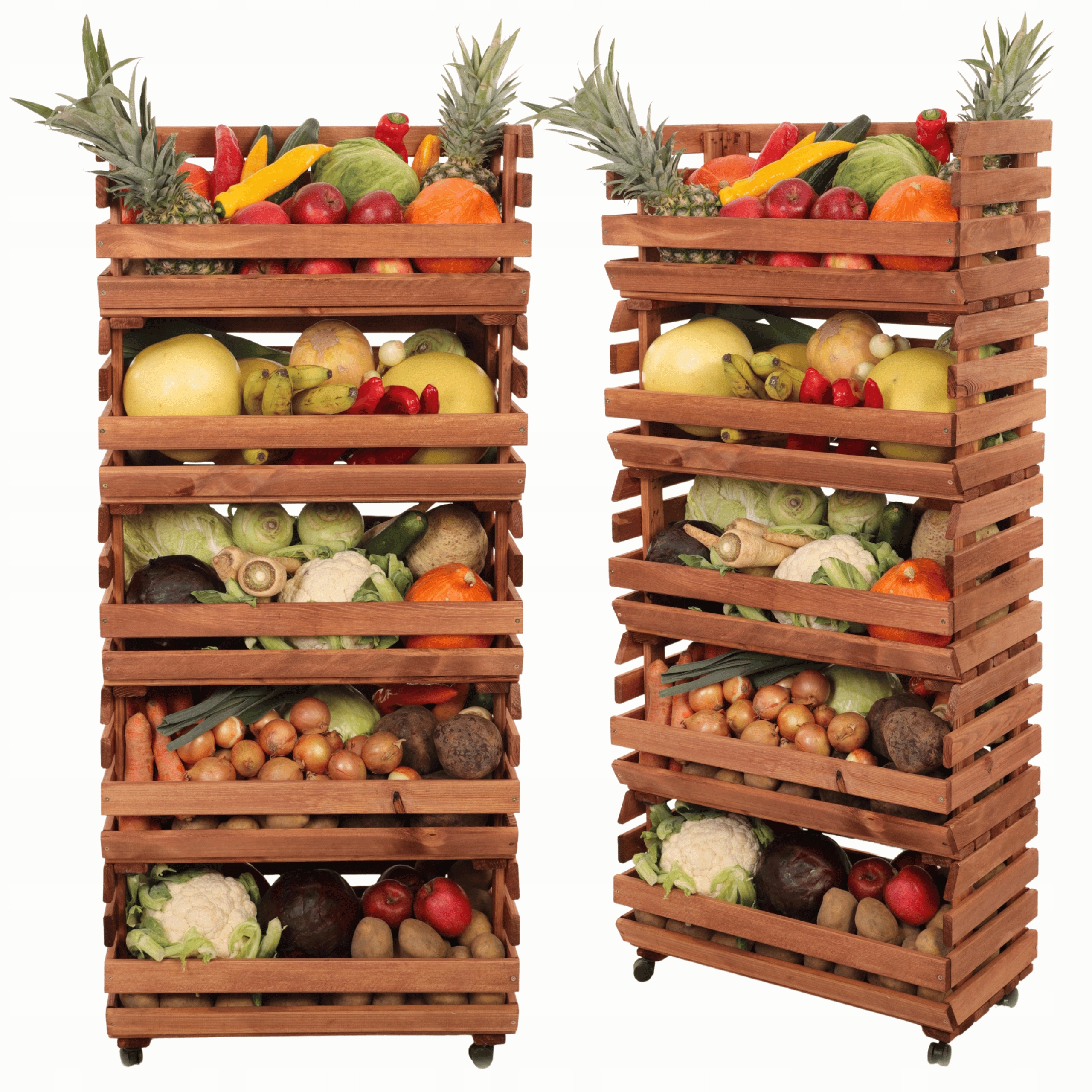 Škatule na kolieskach regál boxy zelenina 5 boxov impregnácia 132x60x30