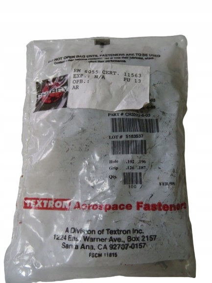 NIT NITY CHERRY TEXTRON BLIND RIVET RM6055