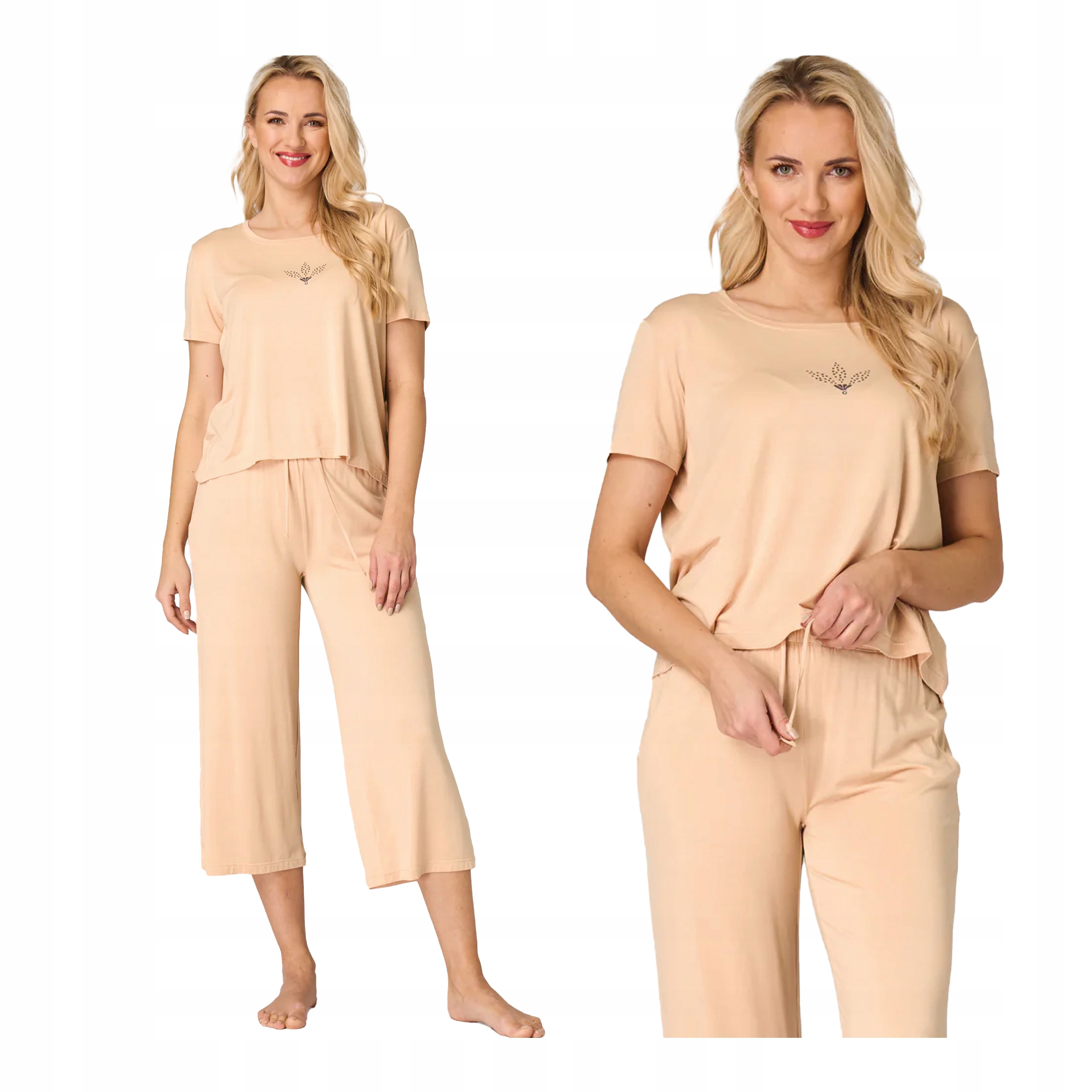 Dámské dvoudílné pyžamo s krátkým rukávem, dlouhé kalhoty, komplet 3XL Modal