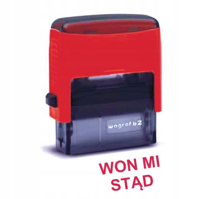 

czerwona Pieczątka Napis won MI Stąd prank