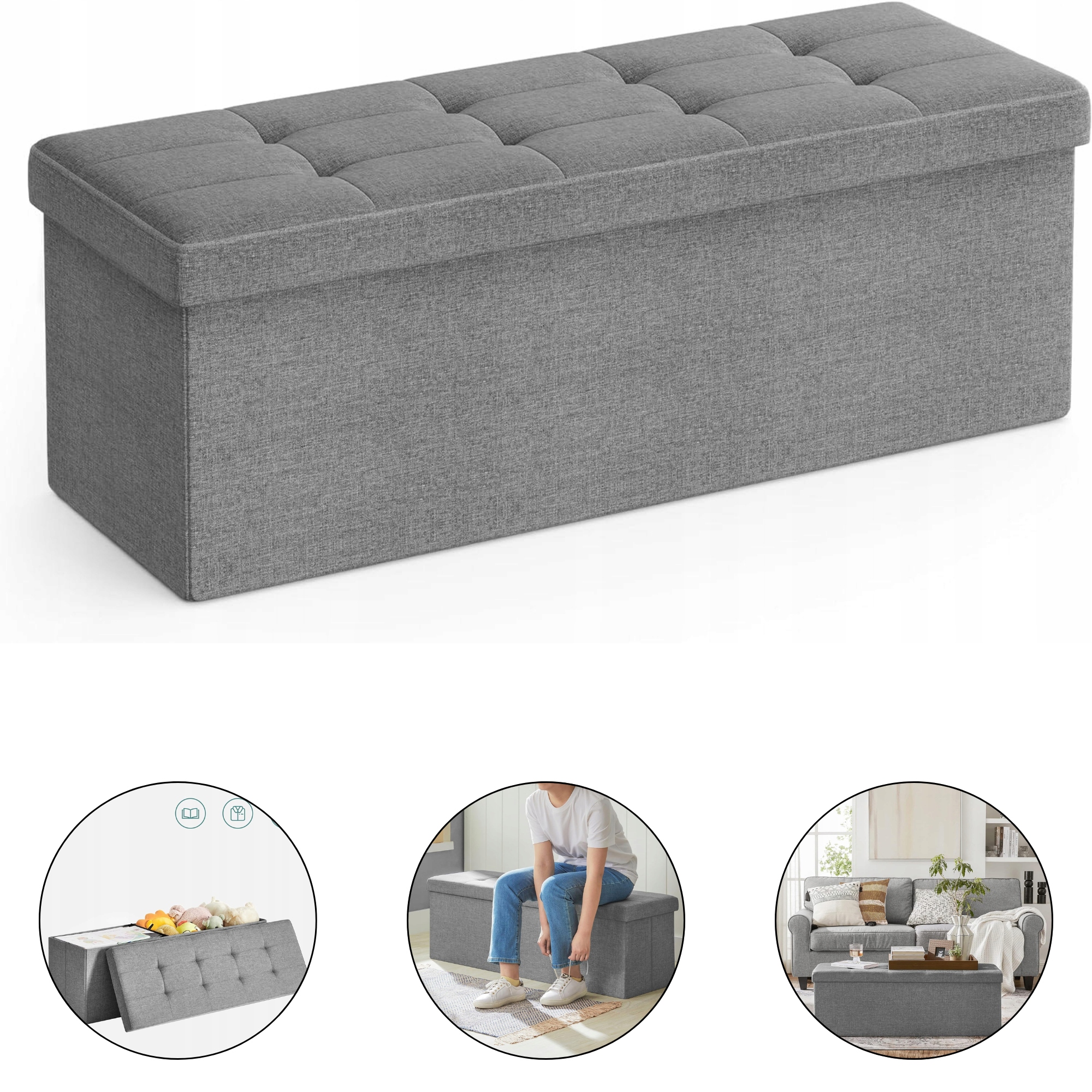 Čalúnená taburetka s podnožkou Pohodlné sedadlo Úložný priestor Veľká Štýlová 38x110x38