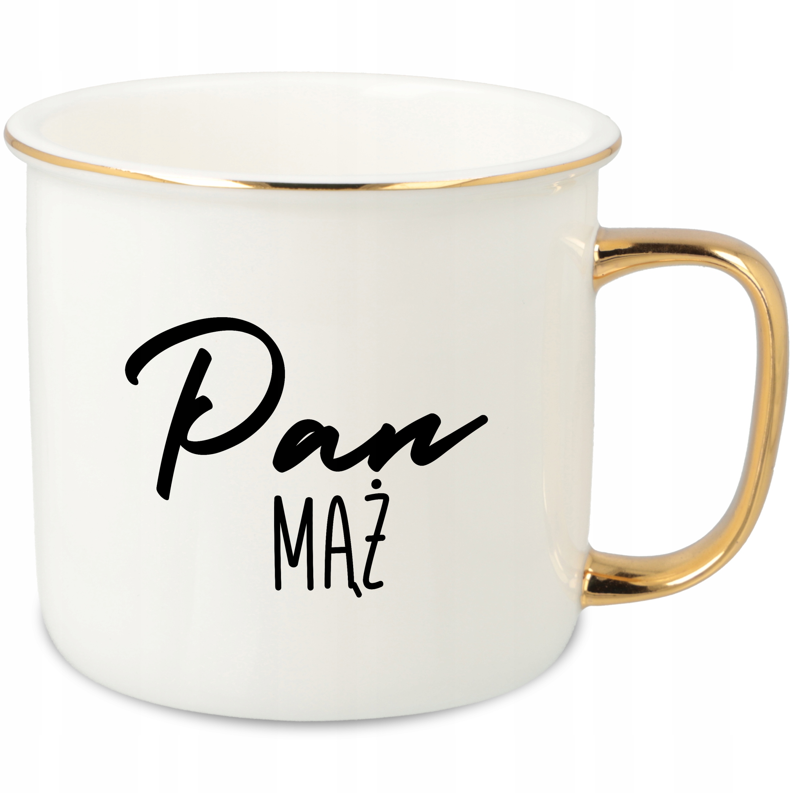 Hrnek Ucho Forma Zlatý Porcelánový Retro 280ML Dárek Pro Manžela Vzory