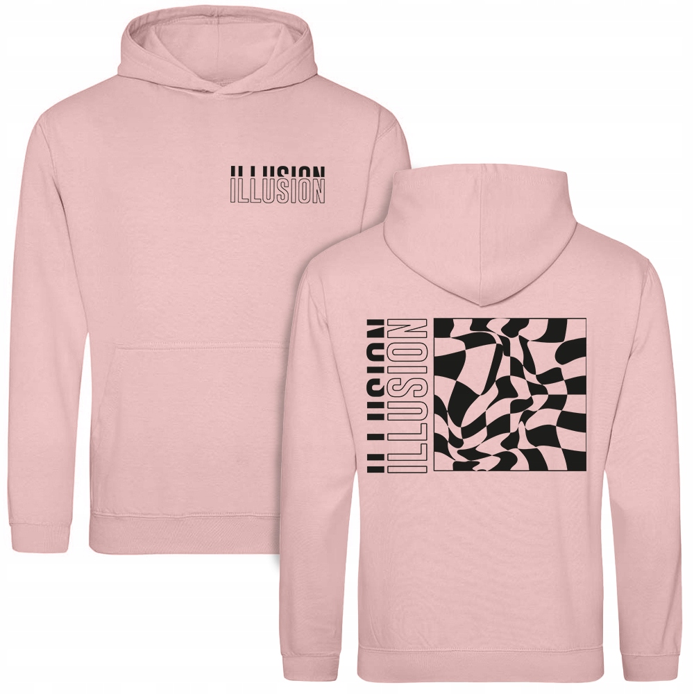 Mikina S Kapucí Růžová Illusion Oboustranný potisk Vzory Velikost M