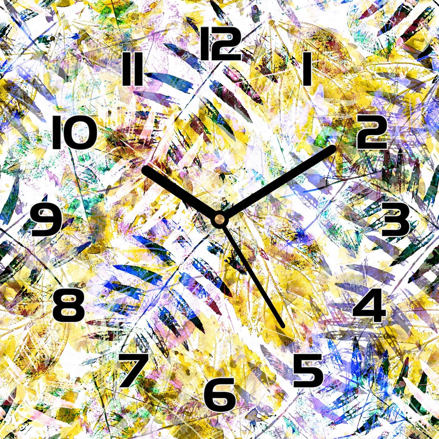 

Zegar ze szkła hartowanego Złote liście 30x30 cm