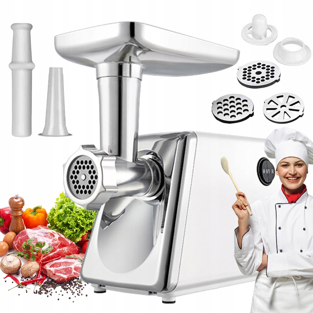 Elektrický Výkonný Mlýnek Na Maso 800 W 3 Sítka Velký Podavač