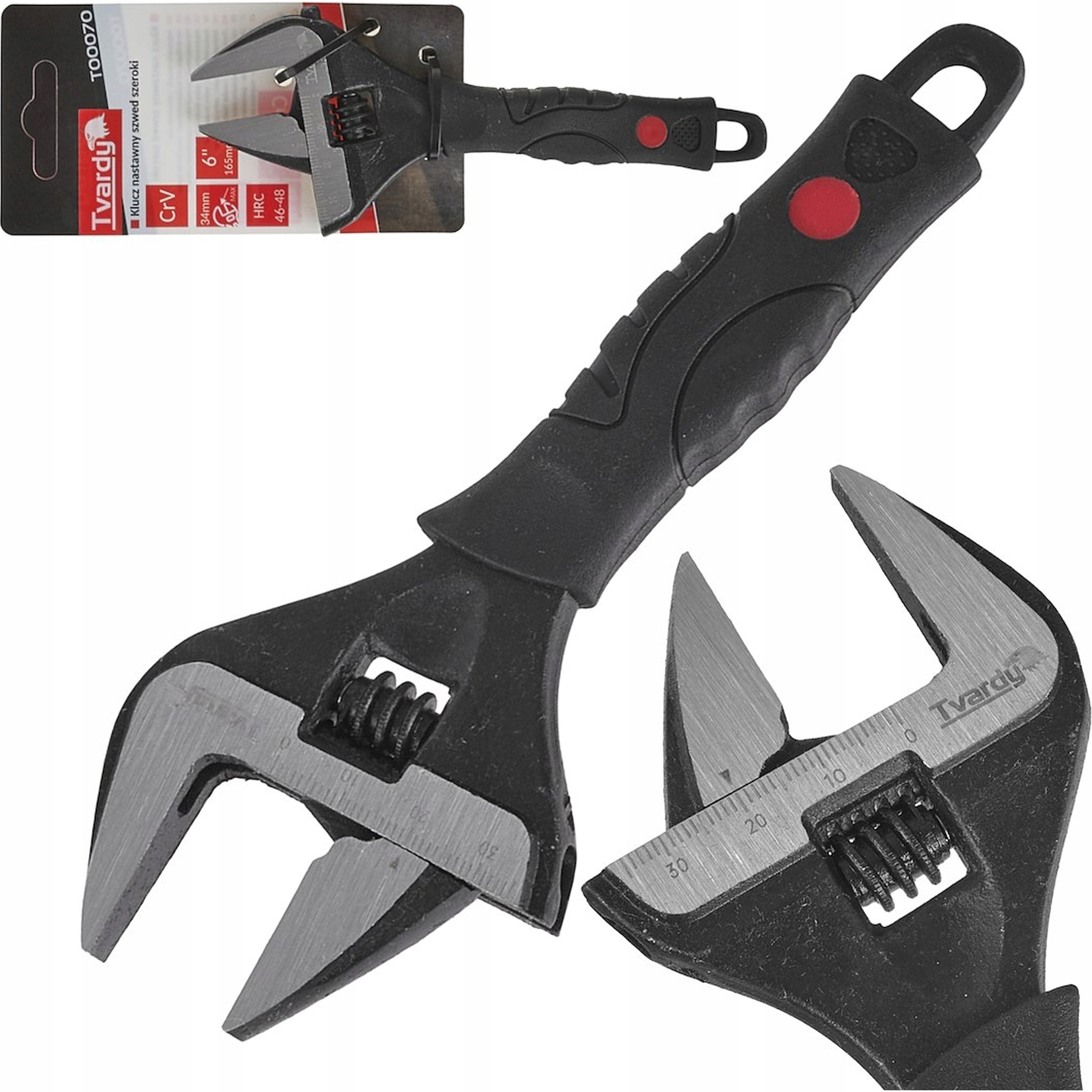 Klucz nastawny szwed 6" 34 mm Tvardy CrV ergonomiczny T00070