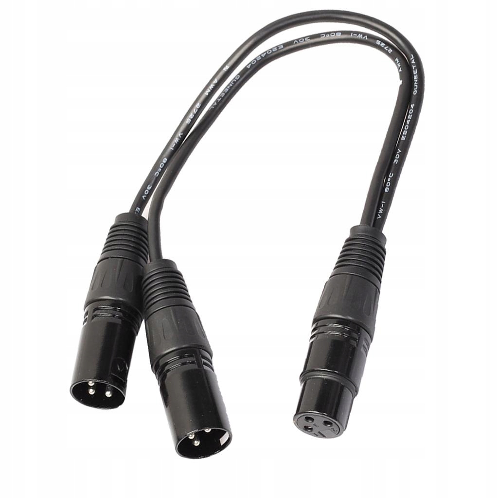 3 Pin XLR Connector Female to Dual Male Y Splitter Audio Microphone black